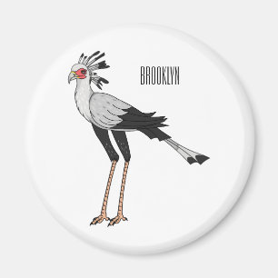 Secretary bird cartoon illustration magnet