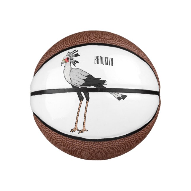 Secretary bird cartoon illustration mini basketball (Front)