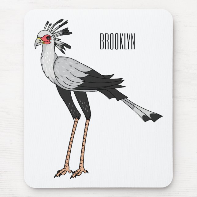 Secretary bird cartoon illustration mouse mat (Front)