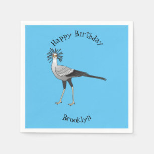 Secretary bird cartoon illustration napkin