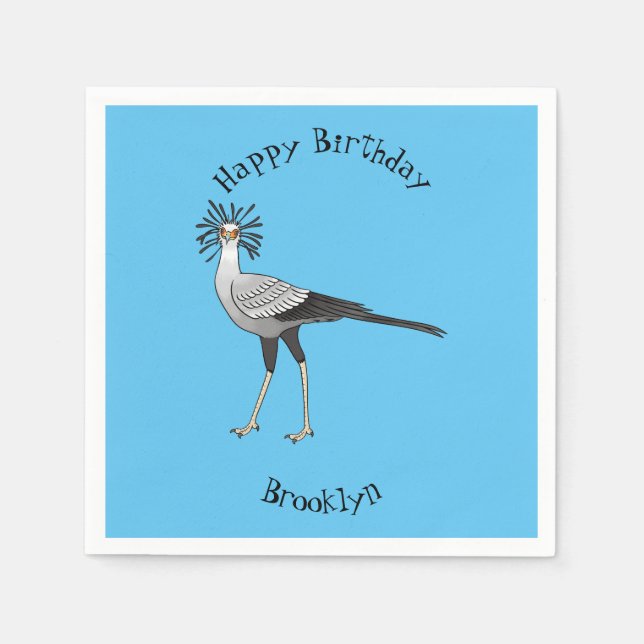 Secretary bird cartoon illustration napkin (Front)
