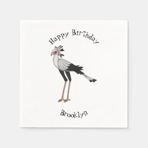Secretary bird cartoon illustration napkin