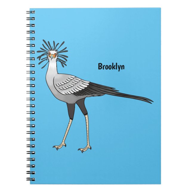 Secretary bird cartoon illustration  notebook (Front)