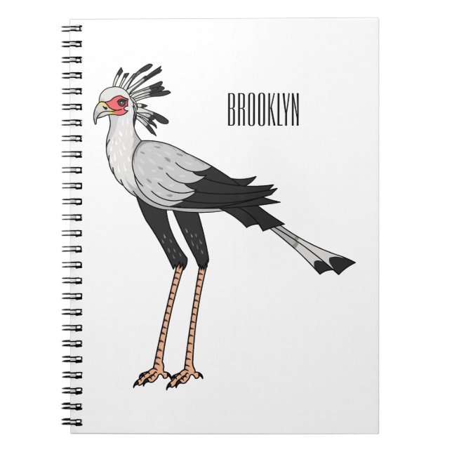 Secretary bird cartoon illustration notebook (Front)