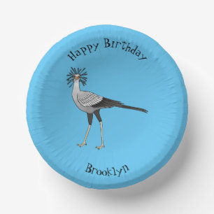 Secretary bird cartoon illustration paper plate