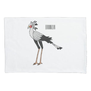 Secretary bird cartoon illustration pillowcase