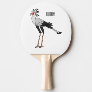 Secretary bird cartoon illustration ping pong paddle