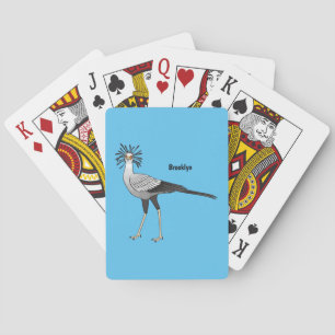 Secretary bird cartoon illustration playing cards