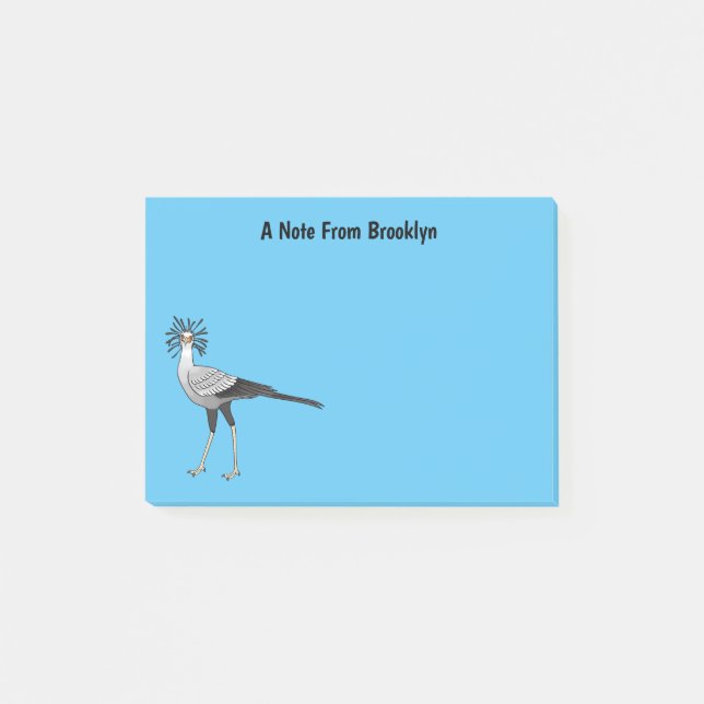 Secretary bird cartoon illustration   post-it notes (Front)