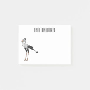 Secretary bird cartoon illustration post-it notes
