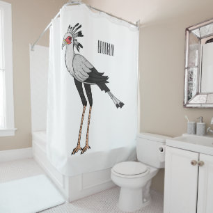 Secretary bird cartoon illustration shower curtain