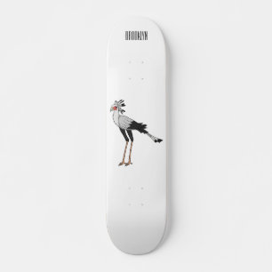 Secretary bird cartoon illustration  skateboard