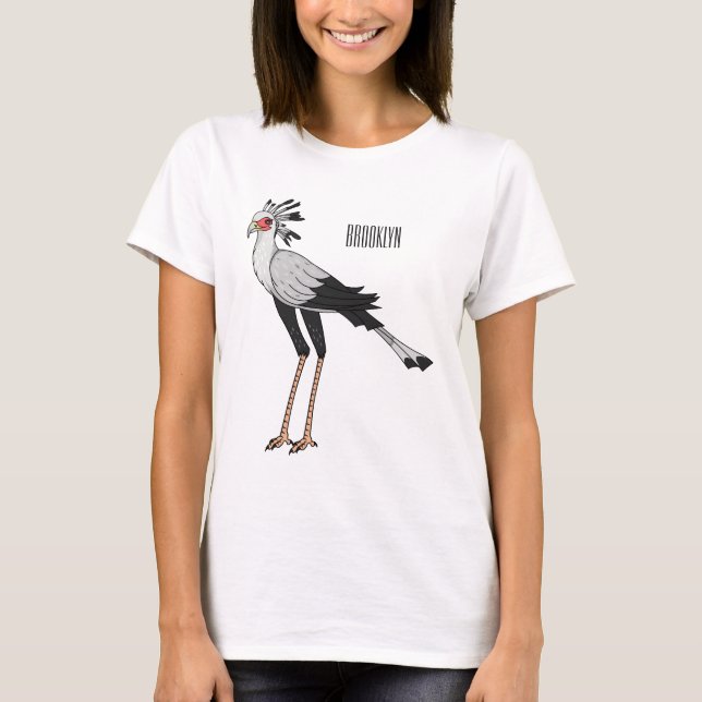 Secretary bird cartoon illustration T-Shirt (Front)