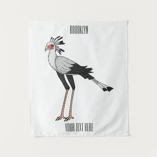 Secretary bird cartoon illustration tapestry (Front)