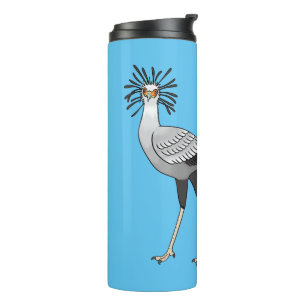 Secretary bird cartoon illustration thermal tumbler