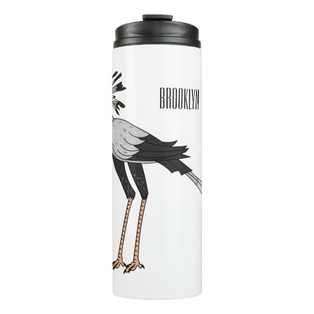 Secretary bird cartoon illustration thermal tumbler (Front)