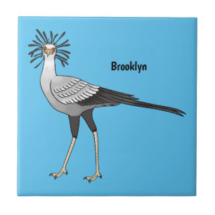 Secretary bird cartoon illustration tile