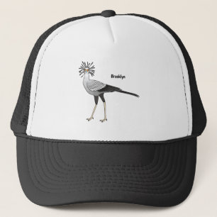 Secretary bird cartoon illustration  trucker hat