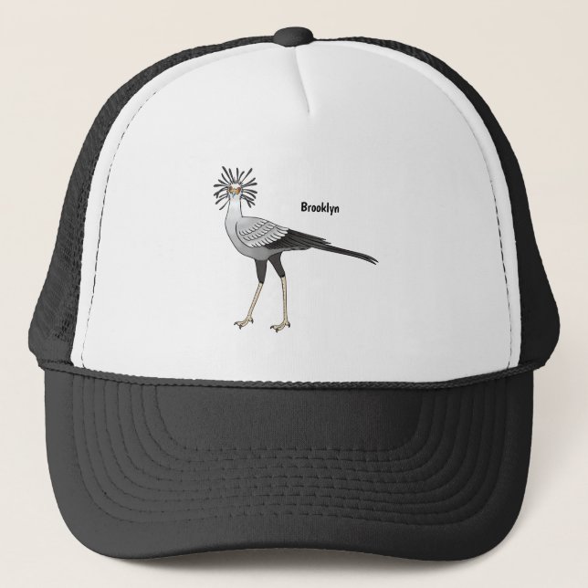 Secretary bird cartoon illustration  trucker hat (Front)