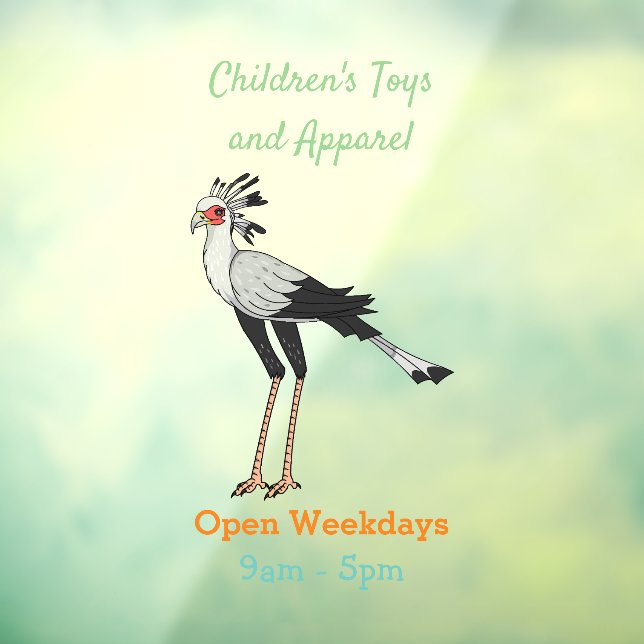 Secretary bird cartoon illustration window cling (Sheet 3)