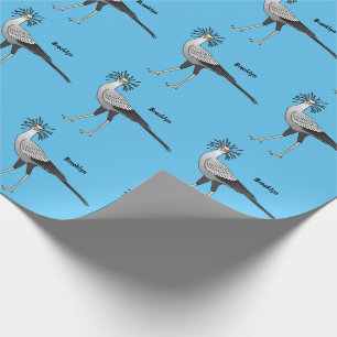 Secretary bird cartoon illustration  wrapping paper