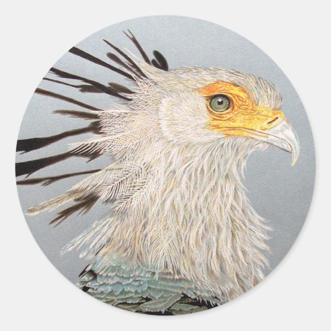 Secretary Bird Classic Round Sticker (Front)