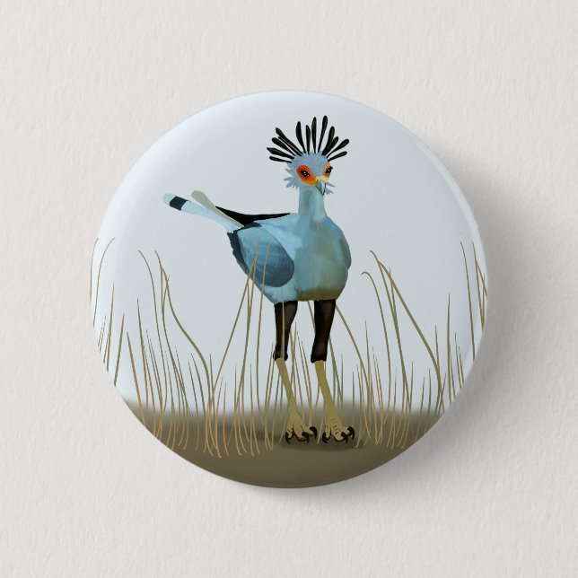 Secretary Bird of South Africa 6 Cm Round Badge (Front)