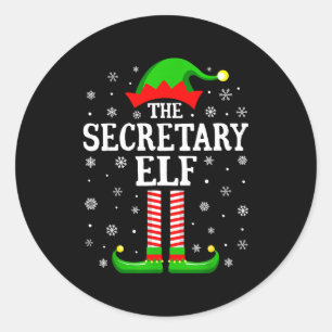 Secretary Elf Funny Christmas Family Matching  Classic Round Sticker