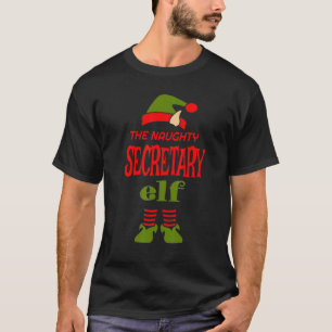SECRETARY Elf Naughty Christmas Matching Pajama Pa T-Shirt