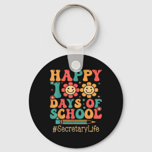 Secretary Happy 100th Day Of School Groovy Appreci Key Ring