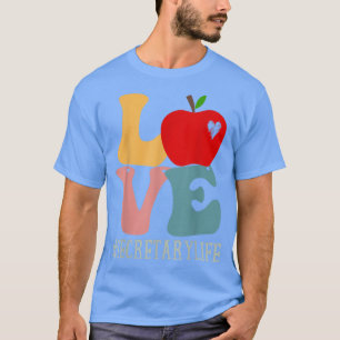 Secretary Love Apple Groovy Retro Cute Back To Sch T-Shirt