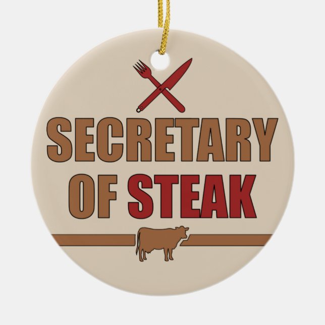 Secretary of Steak Ceramic Tree Decoration (Front)