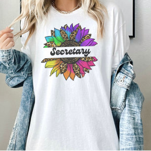 Secretary Profession Rainbow Sunflower  T-Shirt