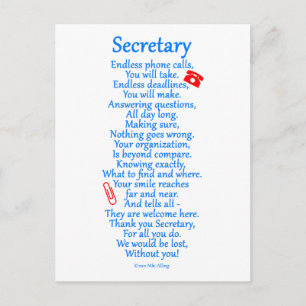 Secretary Thank You Postcard