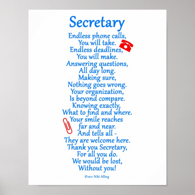 Secretary  Thank You Poster (Front)