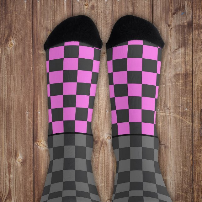 Secretly Wild check grey pink on grey Socks (Creator Uploaded)