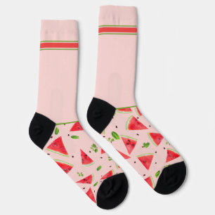 Secretly Wild Watermelon Slices on Mild Pink Socks