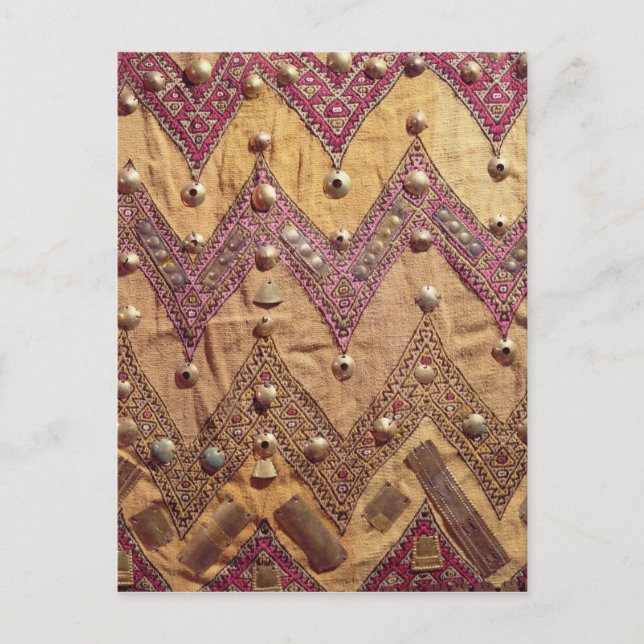 Section of embroidered fabric with gold plaques postcard (Front)