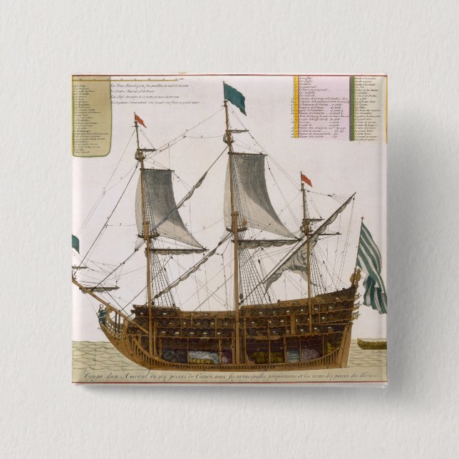 Section through a French first-rate ship of 104 ca 15 Cm Square Badge (Front)