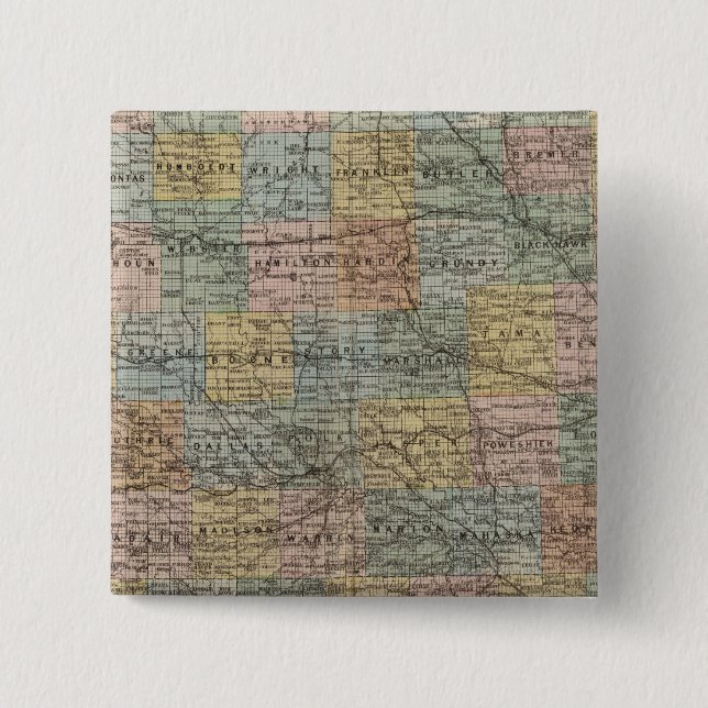 Sectional map of Iowa 15 Cm Square Badge (Front)