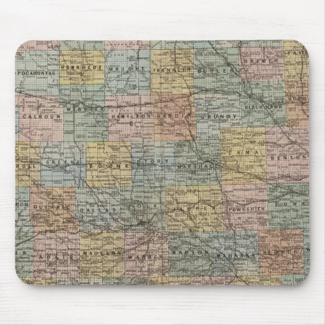 Sectional map of Iowa Mouse Mat (Front)