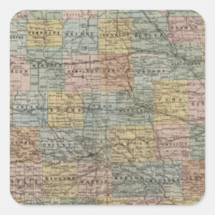 Sectional map of Iowa Square Sticker
