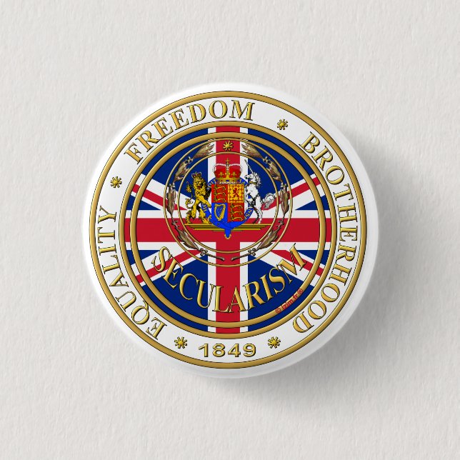 secularism united kandom 3 cm round badge (Front)