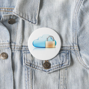 Secure Cloud Storage Icon with Padlock 7.5 Cm Round Badge