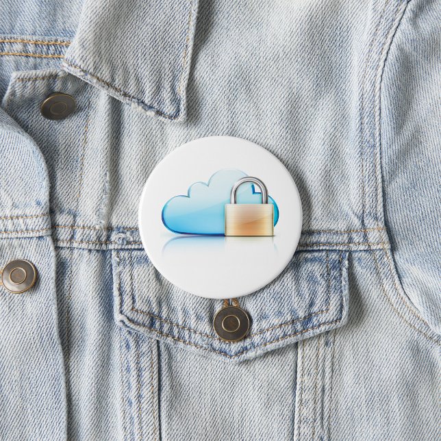 Secure Cloud Storage Icon with Padlock 7.5 Cm Round Badge (Creator Uploaded)