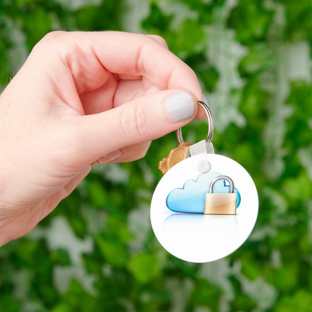 Secure Cloud Storage Icon with Padlock Key Ring (Creator Uploaded)