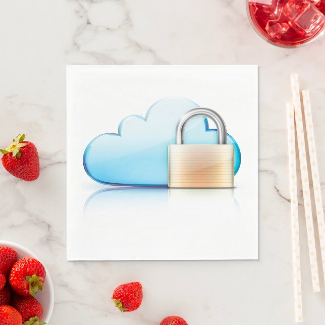 Secure Cloud Storage Icon with Padlock Napkin (Creator Uploaded)