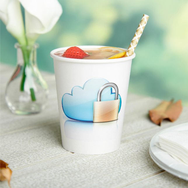 Secure Cloud Storage Icon with Padlock Paper Cups (Creator Uploaded)