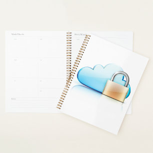 Secure Cloud Storage Icon with Padlock Planner