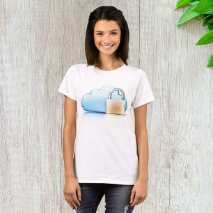 Secure Cloud Storage Icon with Padlock T-Shirt